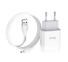 МЗП Hoco C73A Glorious 2.4A (2USB-A) + кабель USB to MicroUSB Білий