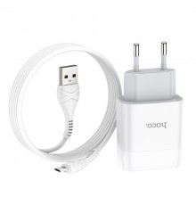 МЗП Hoco C73A Glorious 2.4A (2USB-A) + кабель USB to MicroUSB Білий