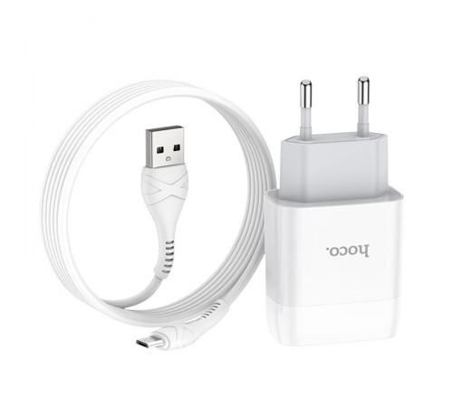 МЗП Hoco C73A Glorious 2.4A (2USB-A) + кабель USB to MicroUSB Білий
