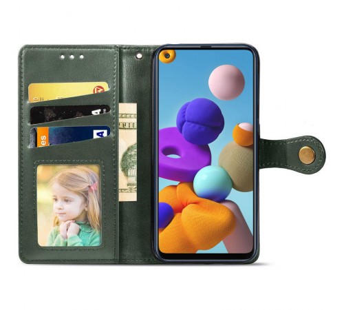 Шкіряний чохол-книжка GETMAN Gallant (PU) для Samsung Galaxy A21s Зелений Шкіряний чохол-книжка GETMAN Gallant (PU) для Samsung Galaxy A21s Зелений