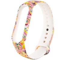 Силіконовий ремінець з малюнком для Xiaomi Mi Band 5 / 6 Пір'я / Білий