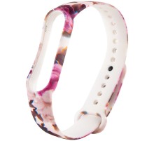 Силіконовий ремінець з малюнком для Xiaomi Mi Band 5 / 6 Бордові Троянди / Білий