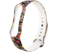 Силіконовий ремінець з малюнком для Xiaomi Mi Band 5 / 6 Кольорові черепи / Чорний