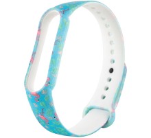 Силіконовий ремінець з малюнком для Xiaomi Mi Band 5 / 6 Фламінго / Бірюзовий