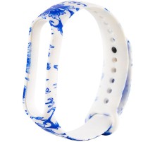 Силіконовий ремінець з малюнком для Xiaomi Mi Band 5 / 6 Синій узор / Білий