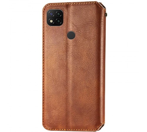 Шкіряний чохол-книжка GETMAN Cubic (PU) для Xiaomi Redmi 9C Коричневий
