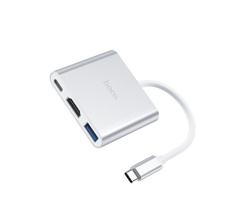 Перехідник HUB Hoco HB14 Type-C to USB3.0+HDMI+PD Сталевий