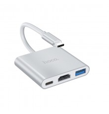 Перехідник HUB Hoco HB14 Type-C to USB3.0+HDMI+PD Сталевий