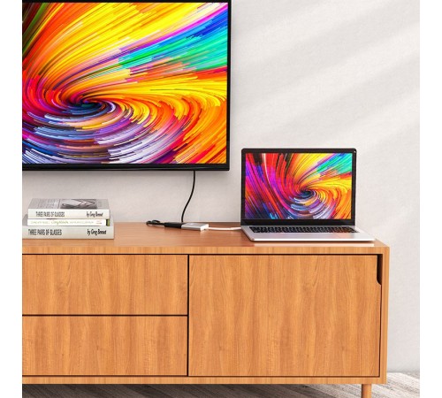 Перехідник HUB Hoco HB14 Type-C to USB3.0+HDMI+PD Сталевий