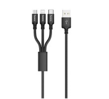 Дата кабель Hoco X14 Times Speed 3in1 (Lightning+Micro USB+Type-C) (1m) Чорний