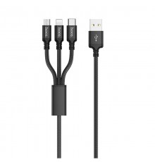 Дата кабель Hoco X14 Times Speed 3in1 (Lightning+Micro USB+Type-C) (1m) Чорний