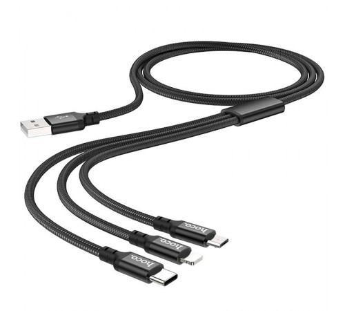 Дата кабель Hoco X14 Times Speed 3in1 (Lightning+Micro USB+Type-C) (1m) Чорний