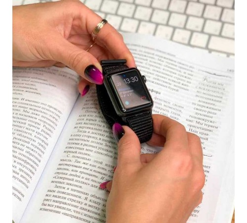 Ремінець Nylon для Apple Watch 42(ser.1-3)/44/45/46/49mm Чорний / Black