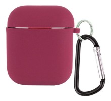 Силіконовий футляр з мікрофіброю для навушників Airpods 1/2 Бордовий / Plum