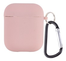 Силіконовий футляр з мікрофіброю для навушників Airpods 1/2 Рожевий / Pink Sand