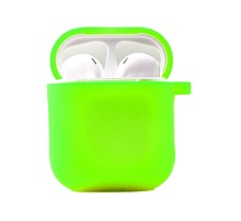 Силіконовий футляр з мікрофіброю для навушників Airpods 1/2 Салатовий / Neon green
