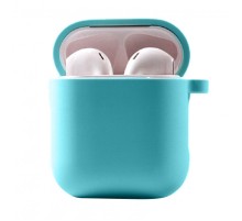 Силіконовий футляр з мікрофіброю для навушників Airpods 1/2 Бірюзовий / Marine Green