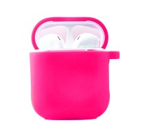Силіконовий футляр з мікрофіброю для навушників Airpods 1/2 Рожевий / Barbie pink