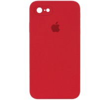 Чохол Silicone Case Square Full Camera Protective (AA) для Apple iPhone 7 / 8 / SE (2020) (4.7") Червоний / Camellia