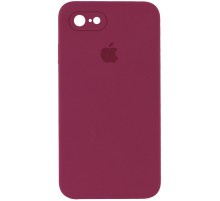 Чохол Silicone Case Square Full Camera Protective (AA) для Apple iPhone 7 / 8 / SE (2020) (4.7") Бордовий / Plum