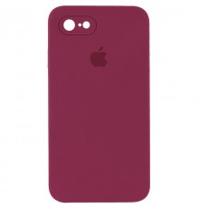 Чохол Silicone Case Square Full Camera Protective (AA) для Apple iPhone 7 / 8 / SE (2020) (4.7") Бордовий / Plum