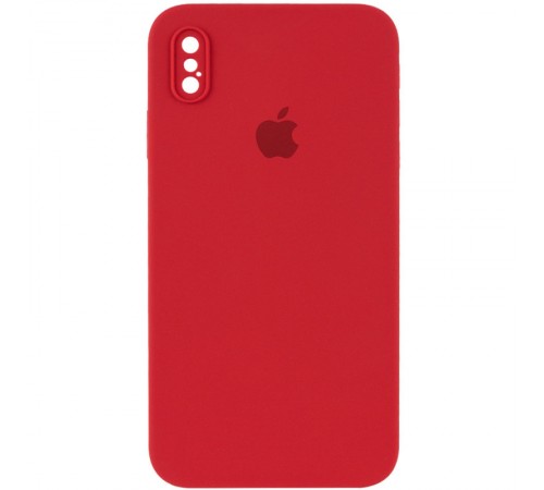 Чохол Silicone Case Square Full Camera Protective (AA) для Apple iPhone X / XS (5.8") Червоний / Camellia Чохол Silicone Case Square Full Camera Protective (AA) для Apple iPhone X / XS (5.8") Червоний / Camellia