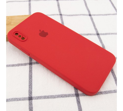 Чохол Silicone Case Square Full Camera Protective (AA) для Apple iPhone X / XS (5.8") Червоний / Camellia Чохол Silicone Case Square Full Camera Protective (AA) для Apple iPhone X / XS (5.8") Червоний / Camellia