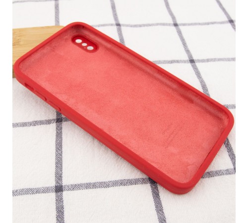 Чохол Silicone Case Square Full Camera Protective (AA) для Apple iPhone X / XS (5.8") Червоний / Camellia Чохол Silicone Case Square Full Camera Protective (AA) для Apple iPhone X / XS (5.8") Червоний / Camellia
