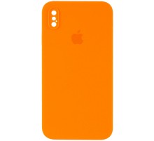 Чохол Silicone Case Square Full Camera Protective (AA) для Apple iPhone X / XS (5.8") Помаранчевий / Bright Orange