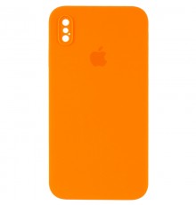 Чохол Silicone Case Square Full Camera Protective (AA) для Apple iPhone X / XS (5.8") Помаранчевий / Bright Orange