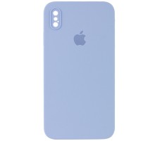 Чохол Silicone Case Square Full Camera Protective (AA) для Apple iPhone X / XS (5.8") Блакитний / Mist blue