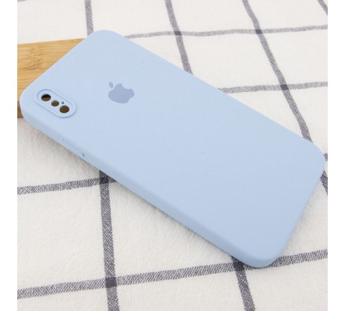 Чохол Silicone Case Square Full Camera Protective (AA) для Apple iPhone X / XS (5.8") Блакитний / Mist blue Чохол Silicone Case Square Full Camera Protective (AA) для Apple iPhone X / XS (5.8") Блакитний / Mist blue