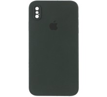 Чохол Silicone Case Square Full Camera Protective (AA) для Apple iPhone X / XS (5.8") Зелений / Black Green