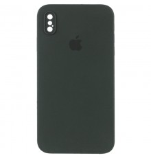 Чохол Silicone Case Square Full Camera Protective (AA) для Apple iPhone X / XS (5.8") Зелений / Black Green