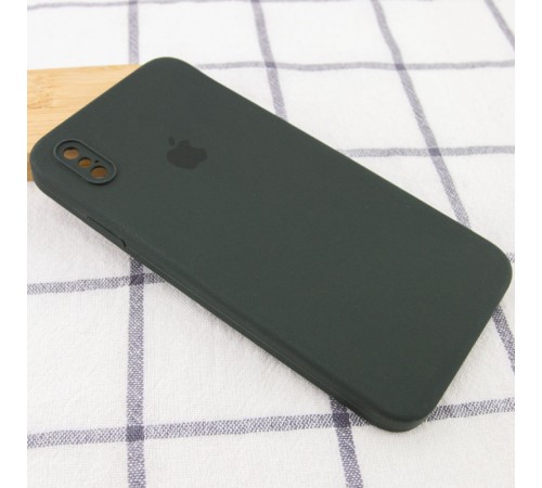 Чохол Silicone Case Square Full Camera Protective (AA) для Apple iPhone X / XS (5.8") Зелений / Black Green Чохол Silicone Case Square Full Camera Protective (AA) для Apple iPhone X / XS (5.8") Зелений / Black Green