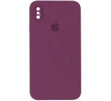 Чохол Silicone Case Square Full Camera Protective (AA) для Apple iPhone XS / X (5.8") Бордовий / Maroon