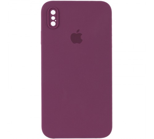 Чохол Silicone Case Square Full Camera Protective (AA) для Apple iPhone XS / X (5.8") Бордовий / Maroon Чохол Silicone Case Square Full Camera Protective (AA) для Apple iPhone XS / X (5.8") Бордовий / Maroon
