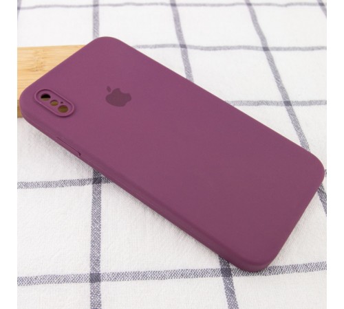 Чохол Silicone Case Square Full Camera Protective (AA) для Apple iPhone XS / X (5.8") Бордовий / Maroon Чохол Silicone Case Square Full Camera Protective (AA) для Apple iPhone XS / X (5.8") Бордовий / Maroon