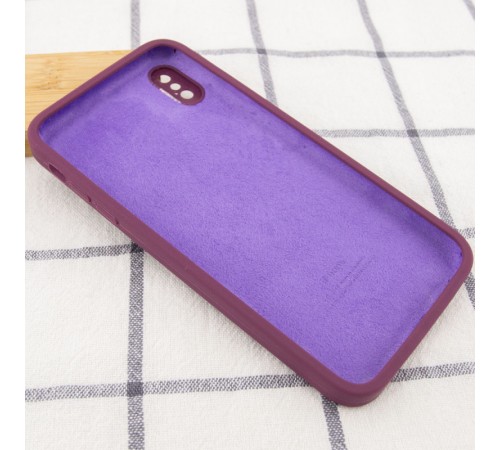 Чохол Silicone Case Square Full Camera Protective (AA) для Apple iPhone XS / X (5.8") Бордовий / Maroon Чохол Silicone Case Square Full Camera Protective (AA) для Apple iPhone XS / X (5.8") Бордовий / Maroon