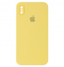 Чохол Silicone Case Square Full Camera Protective (AA) для Apple iPhone X / XS (5.8") Жовтий / Canary Yellow