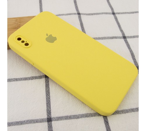 Чохол Silicone Case Square Full Camera Protective (AA) для Apple iPhone X / XS (5.8") Жовтий / Canary Yellow