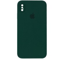 Чохол Silicone Case Square Full Camera Protective (AA) для Apple iPhone X / XS (5.8") Зелений / Dark green