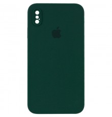 Чохол Silicone Case Square Full Camera Protective (AA) для Apple iPhone X / XS (5.8") Зелений / Dark green
