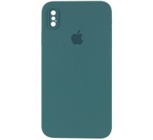 Чохол Silicone Case Square Full Camera Protective (AA) для Apple iPhone X / XS (5.8") Зелений / Pine green