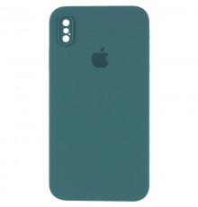 Чохол Silicone Case Square Full Camera Protective (AA) для Apple iPhone X / XS (5.8") Зелений / Pine green
