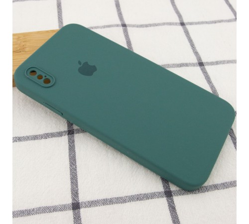 Чохол Silicone Case Square Full Camera Protective (AA) для Apple iPhone X / XS (5.8") Зелений / Pine green