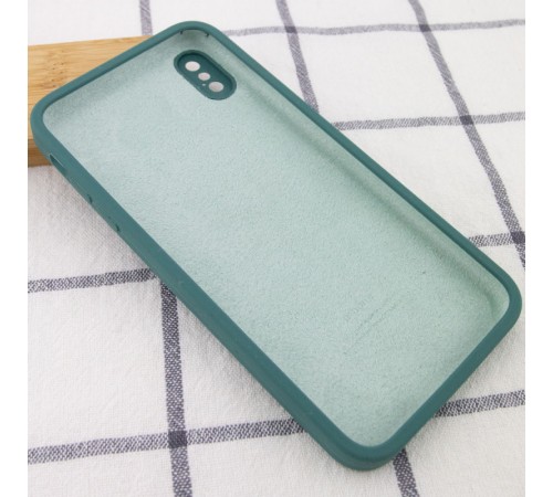Чохол Silicone Case Square Full Camera Protective (AA) для Apple iPhone X / XS (5.8") Зелений / Pine green