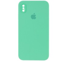 Чохол Silicone Case Square Full Camera Protective (AA) для Apple iPhone XS / X (5.8") Зелений / Spearmint