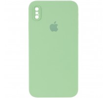 Чохол Silicone Case Square Full Camera Protective (AA) для Apple iPhone XS / X (5.8") М'ятний / Mint