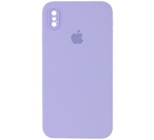 Чохол Silicone Case Square Full Camera Protective (AA) для Apple iPhone XS / X (5.8") Бузковий / Dasheen